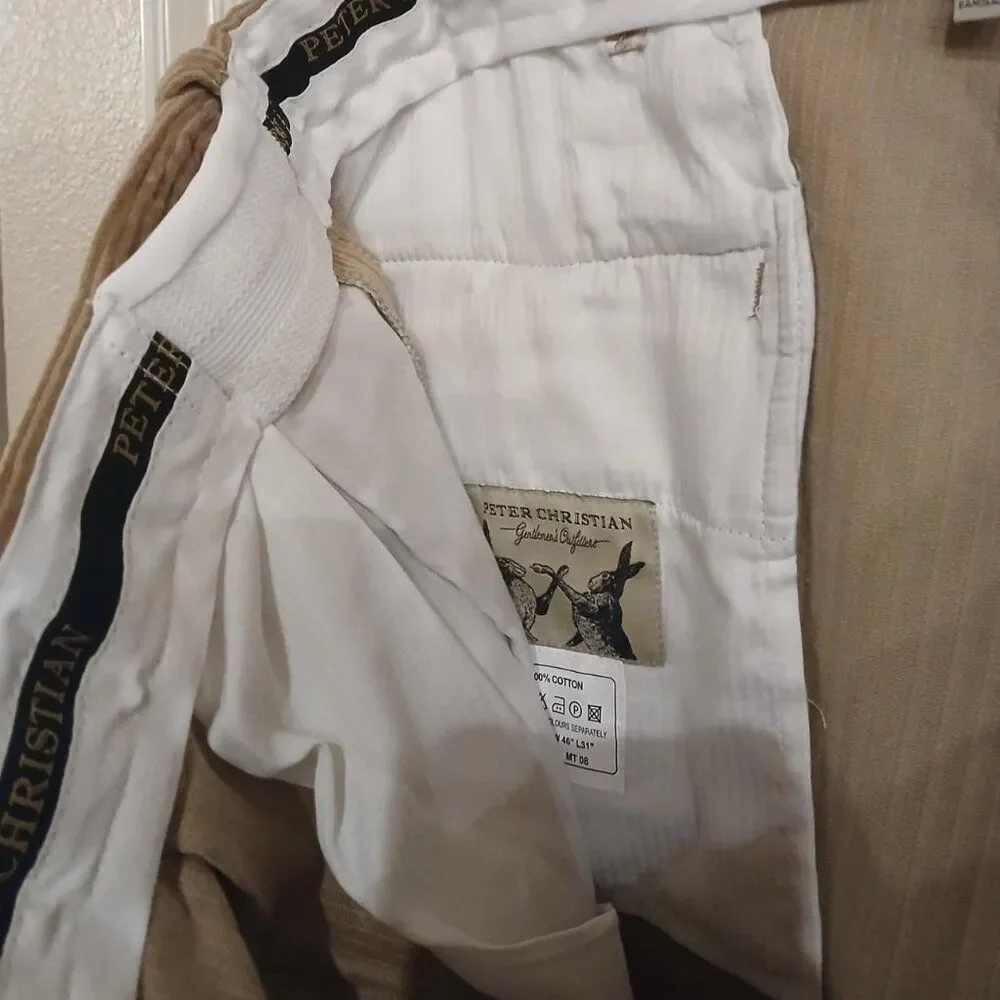 NWT Peter Christian Tan Corduroy Pants 46x31 Preppy Classic Quiet Luxury Basic